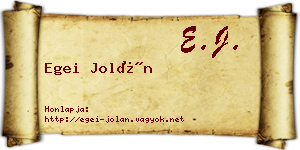 Egei Jolán névjegykártya