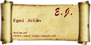 Egei Jolán névjegykártya